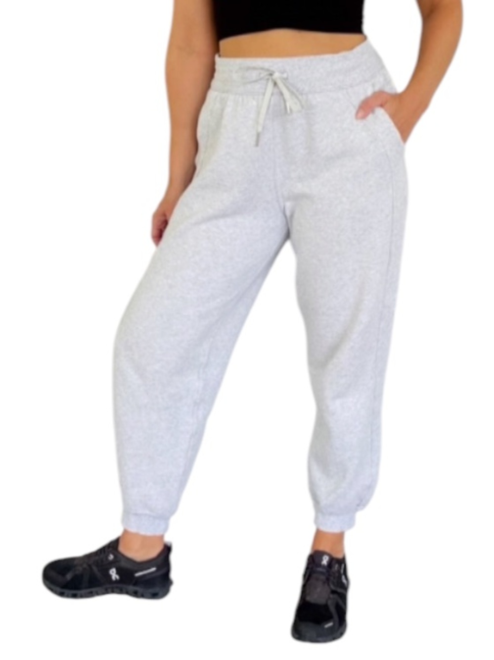 Lululemon light silver gray drawstring waist cotton jogger sweatpants size 6